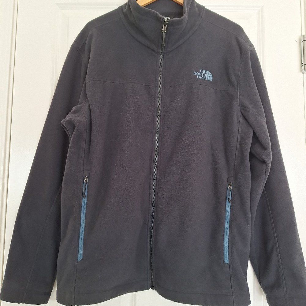 The North Face Men's  Gray Full‎ Zip Fleece Jacket Long Sleeve size XL/TG